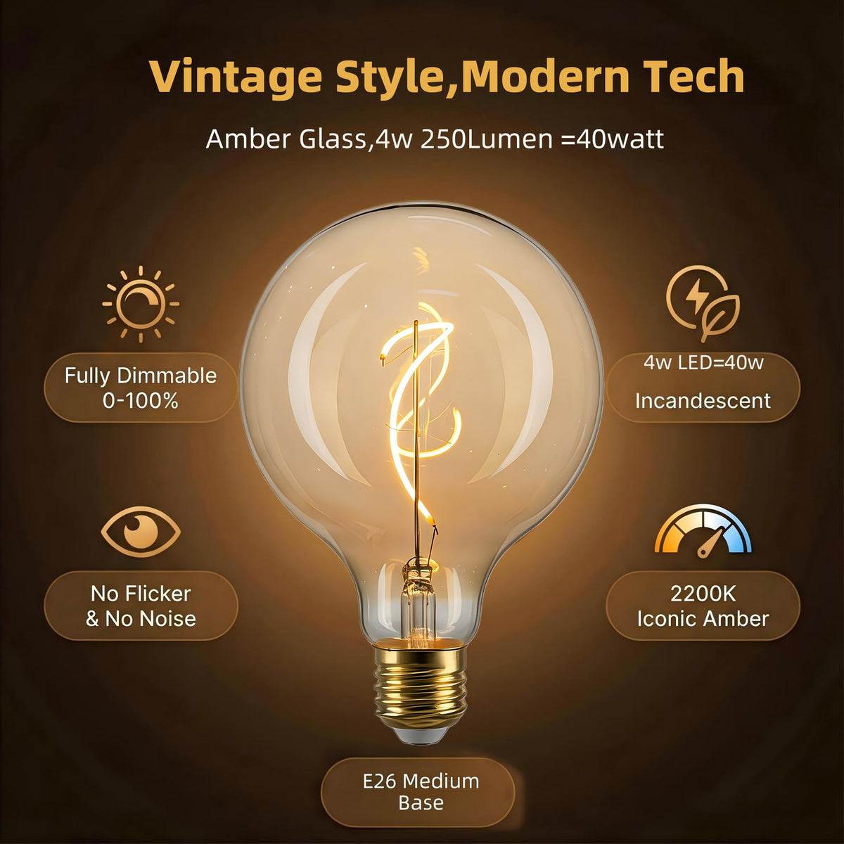 Brighfivey G125 spiral filament display — Edison-style lighting vibe.