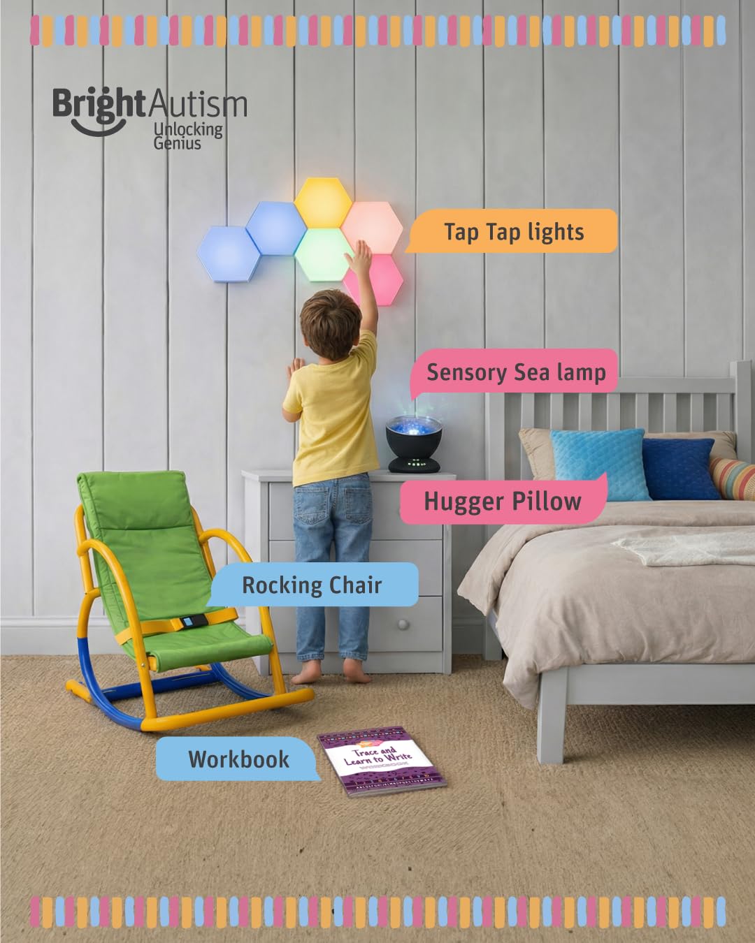 Bright Autism audio cable included for quick external connections
