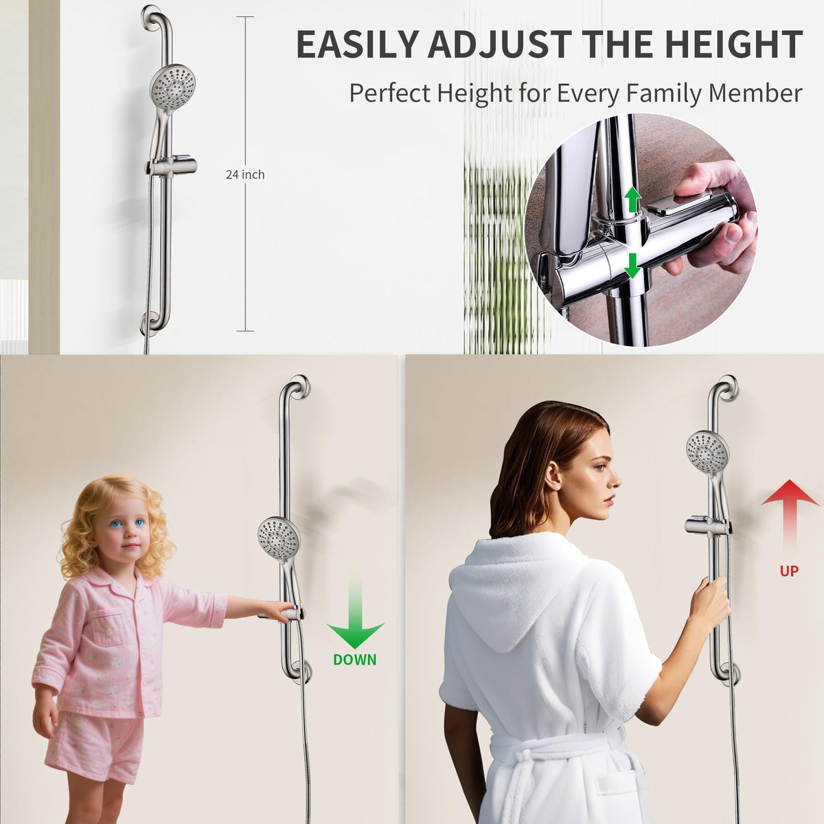 BRIGHT SHOWERS adjustable height slider for family use and seating.