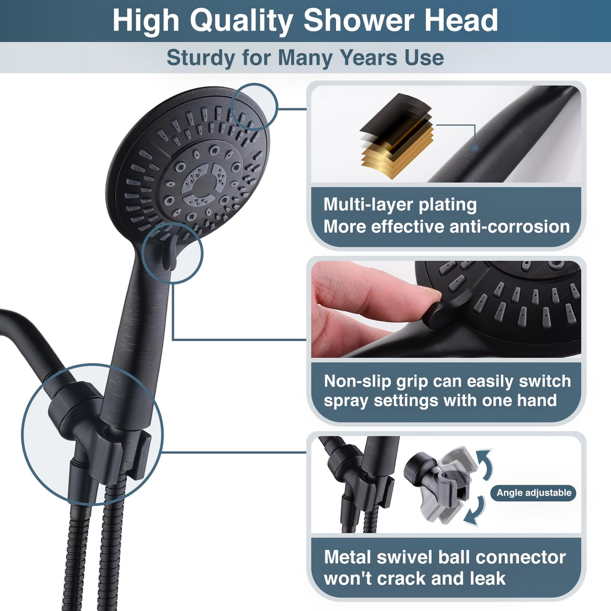 BRIGHT SHOWERS adjustable overhead bracket for precise spray angle