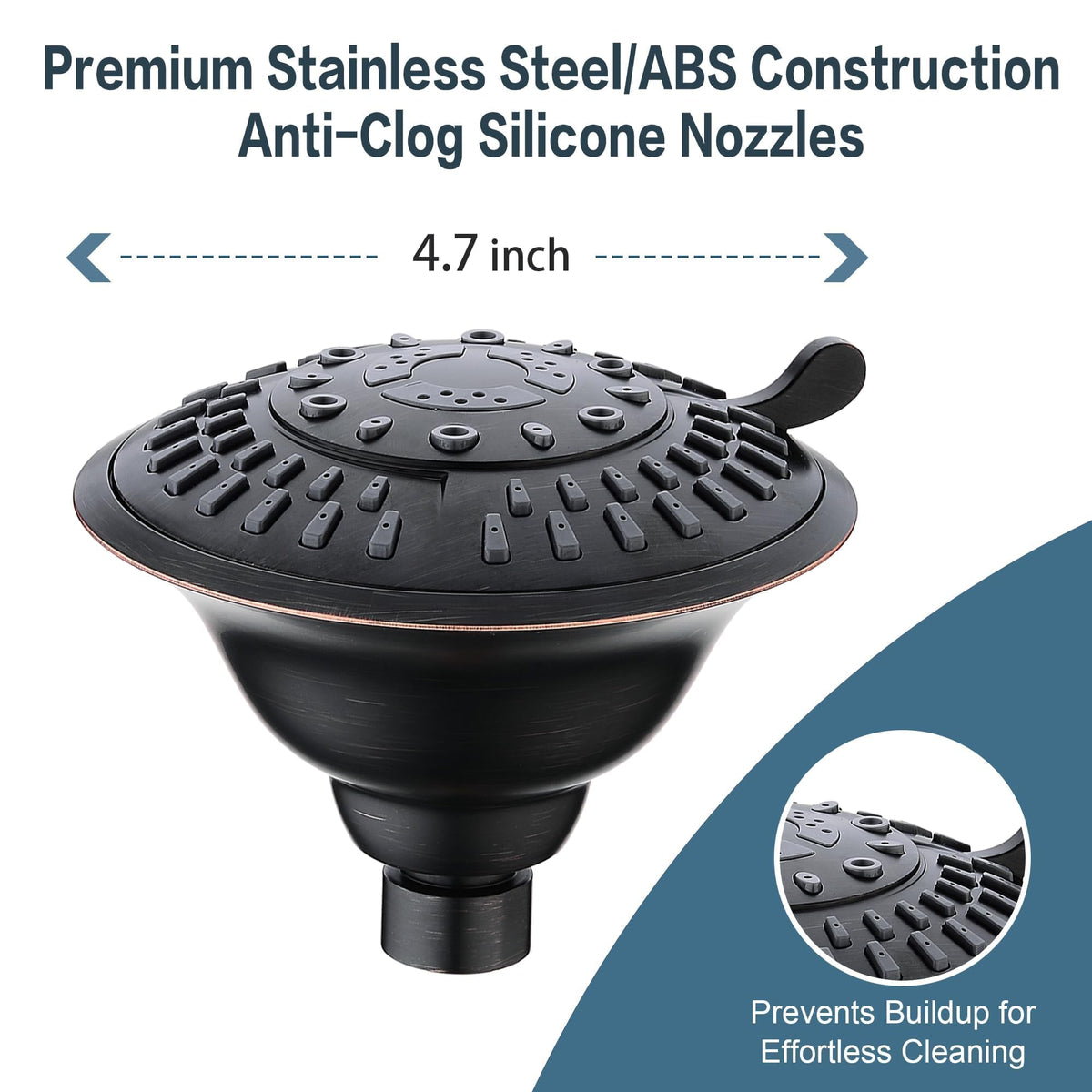 BRIGHT SHOWERS anti-clog silicone nozzles maintain steady flow