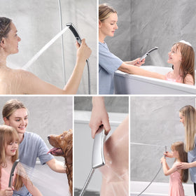 Bright Showers black face with chrome body for modern bathroom style.
