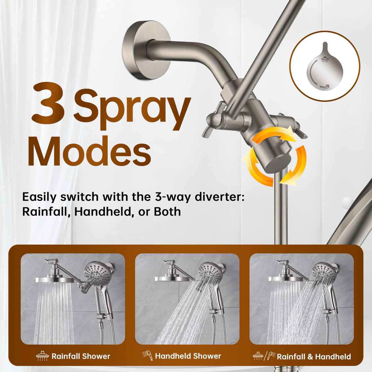 BRIGHT SHOWERS brass extension arm with rust-resistant design and adjustable height