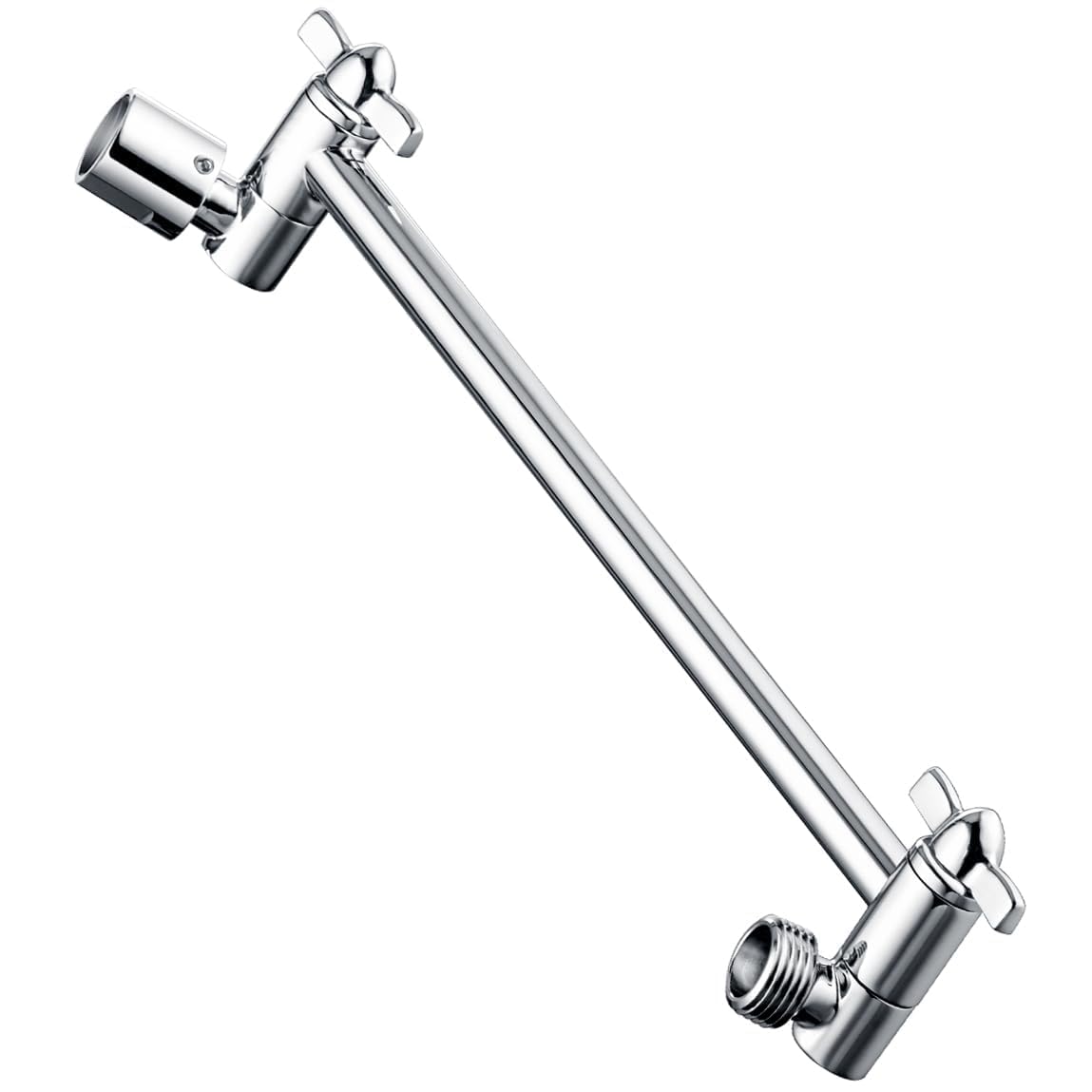 BRIGHT SHOWERS brass extension arm height adjustment for wider rainfall coverage.