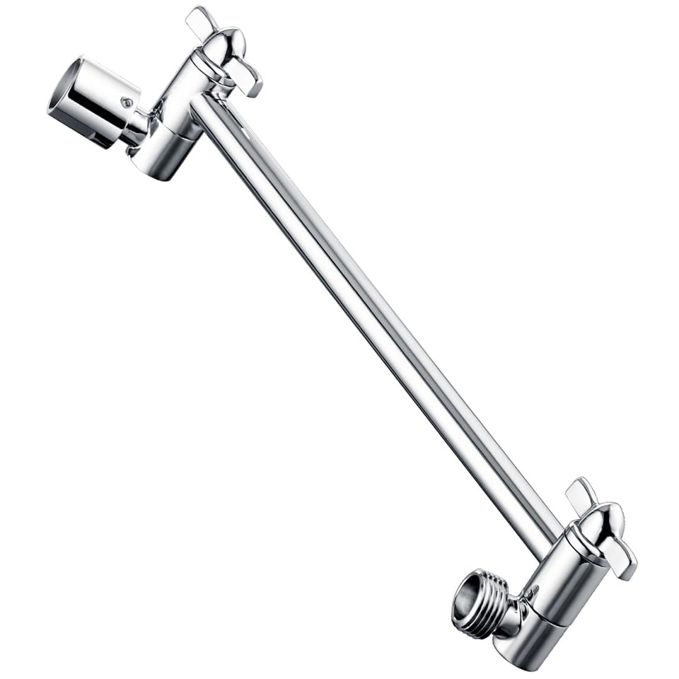 BRIGHT SHOWERS brass extension arm height adjustment for wider rainfall coverage.