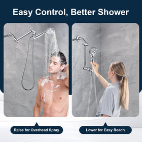 BRIGHT SHOWERS brass extension arm tool-free installation for quick upgrades.