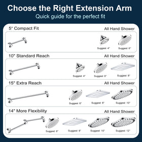 BRIGHT SHOWERS brass extension arm durable gear joints for smooth adjustments.