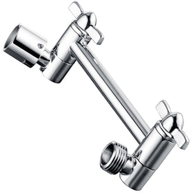 BRIGHT SHOWERS brass arm extender in chrome finish raises height for full coverage