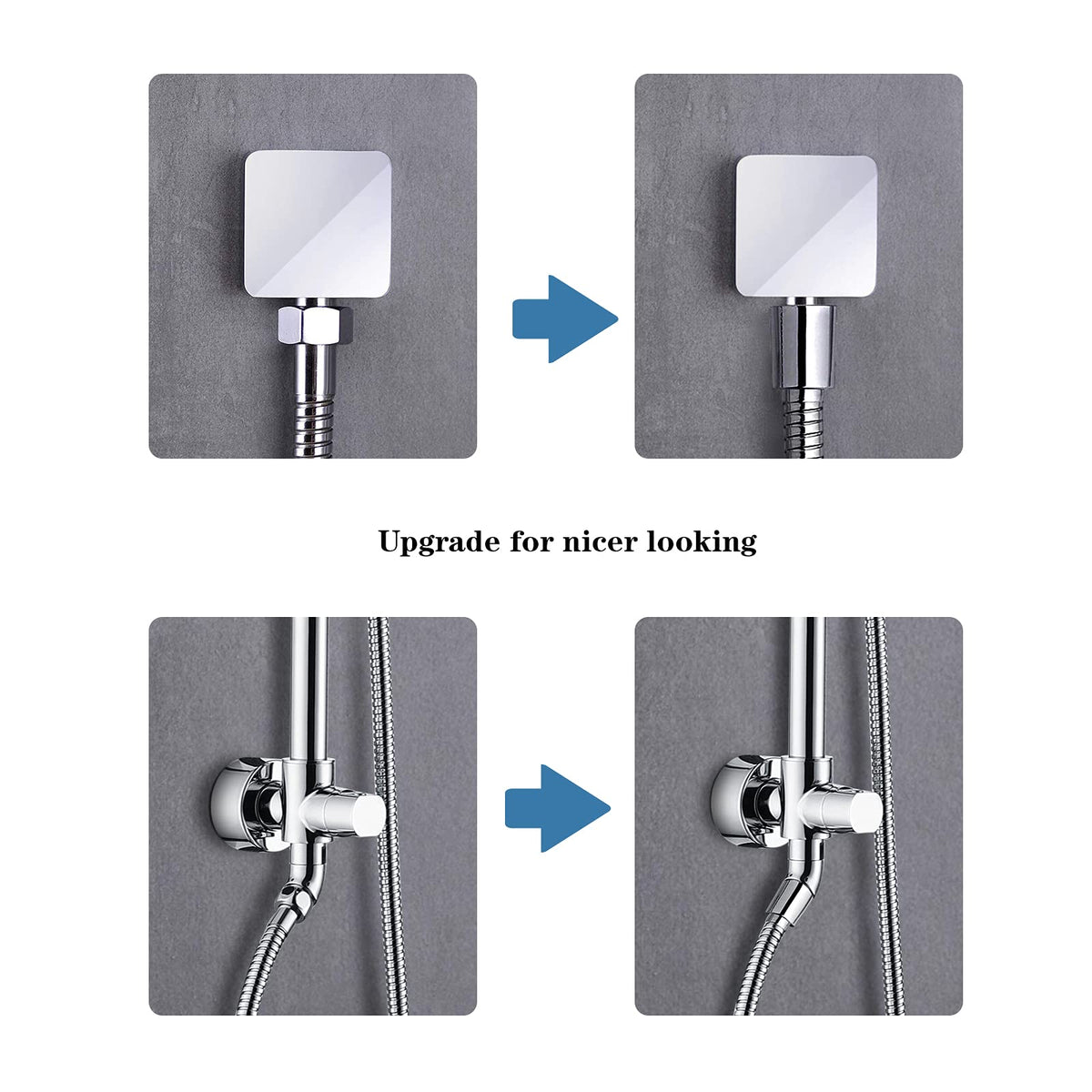 Bright Showers chrome finish stainless tubing resists corrosion and tarnish.