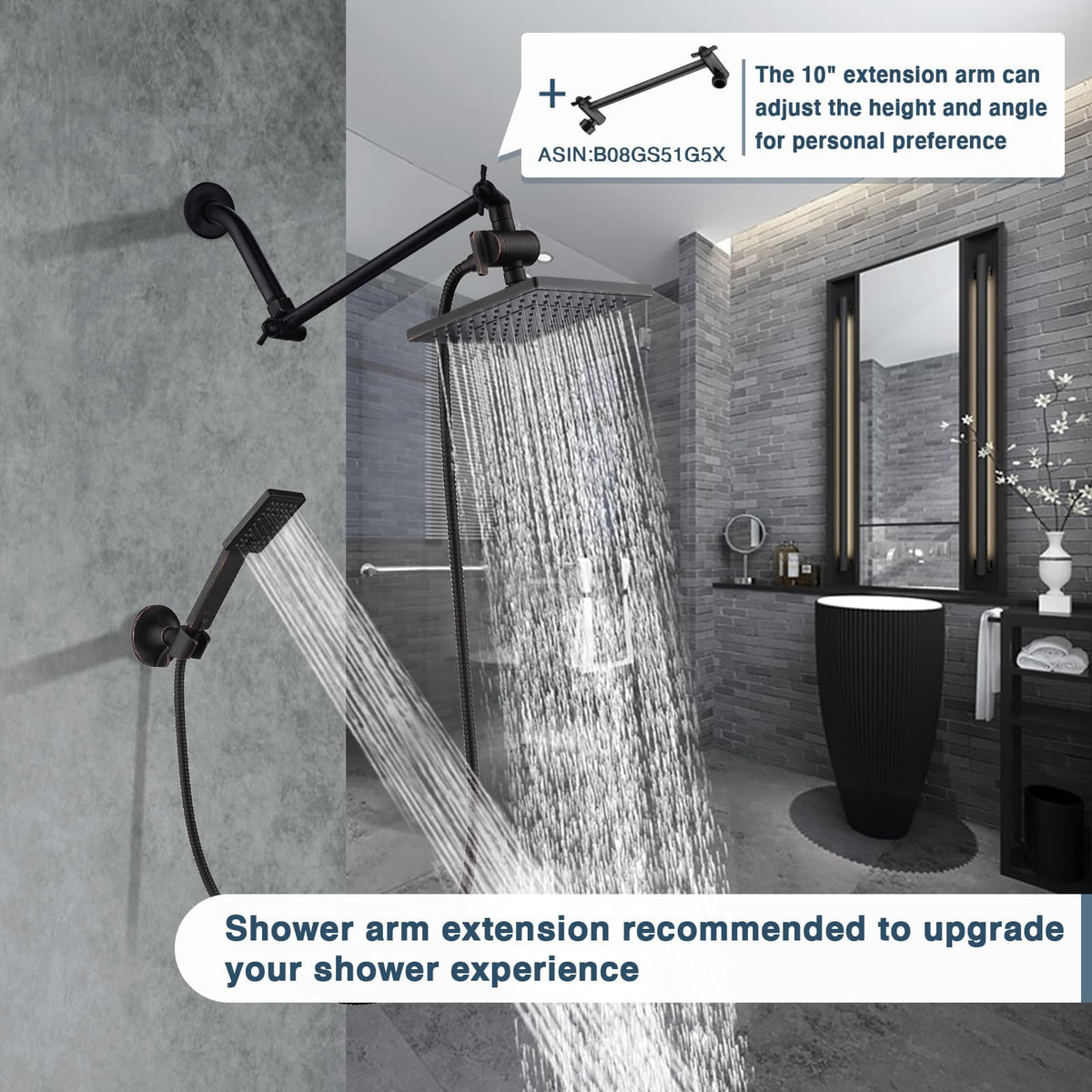 Bright Showers drill-free installation for a quick bathroom upgrade.