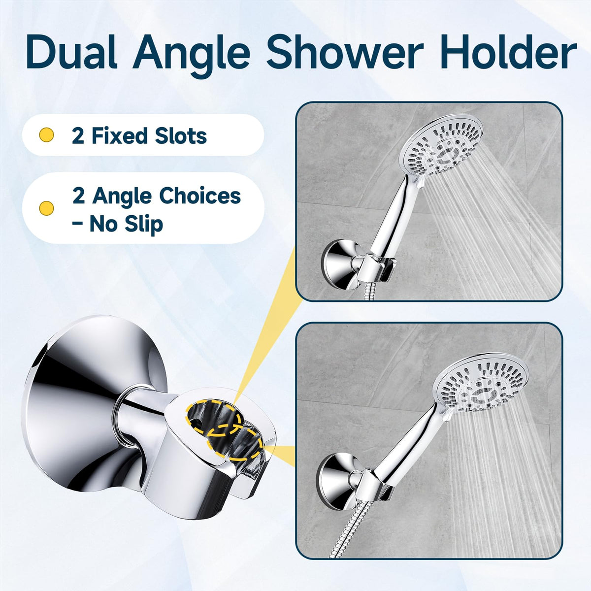 BRIGHT SHOWERS dual angle positions for customizable water flow