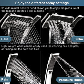 Bright Showers front switch enables one handed mode changes.