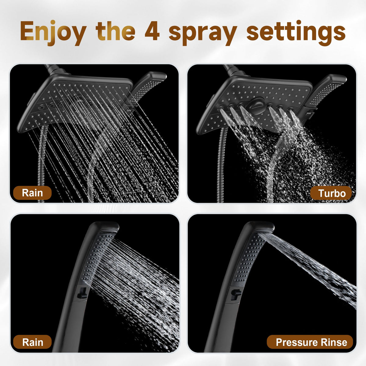 Bright Showers handheld shower provides flexible spray for rinsing and cleaning.