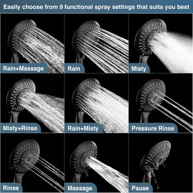 BRIGHT SHOWERS handheld showerhead with 60-inch hose for flexible bathing