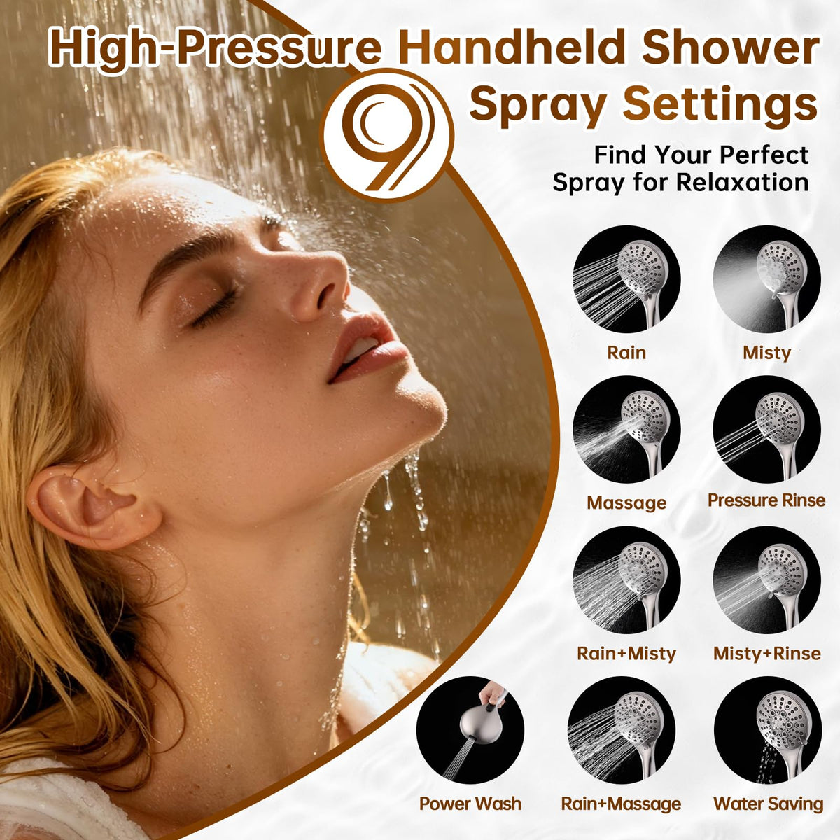BRIGHT SHOWERS handheld spray function for targeted cleaning and easy kids' baths