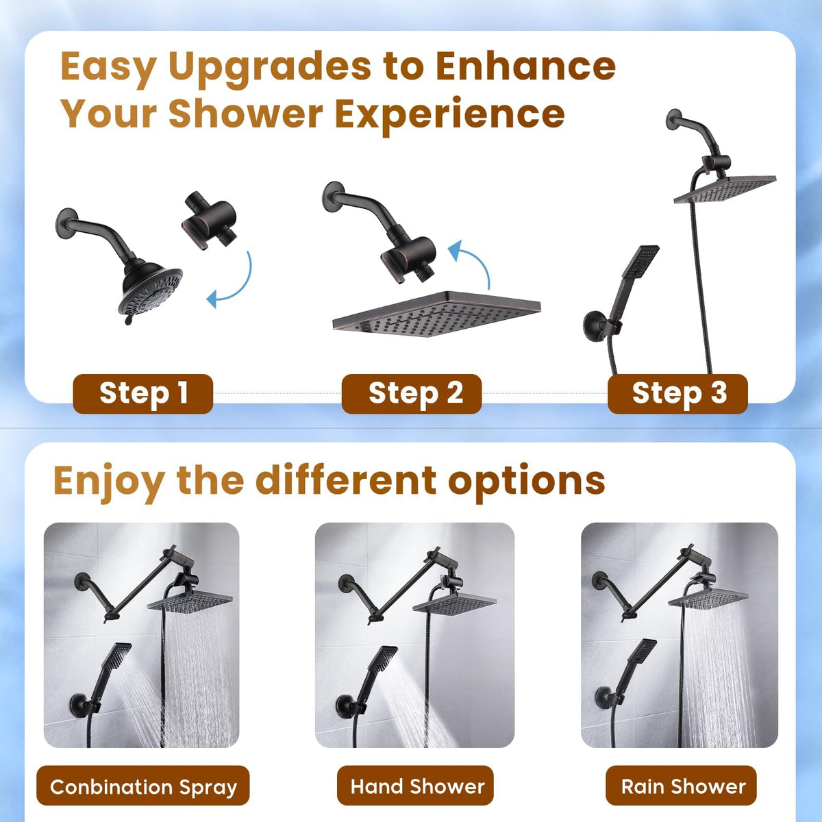 Bright Showers handheld spray shower offers versatile performance and flexible cleansing options.