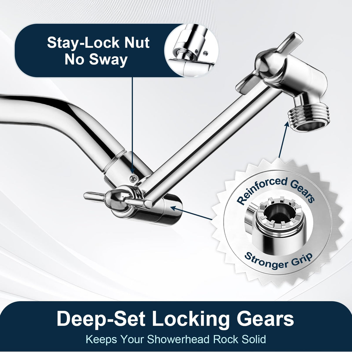 BRIGHT SHOWERS height adjustable shower arm for versatile setup