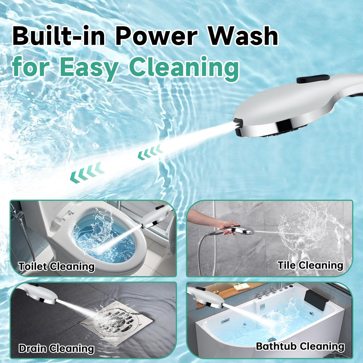 Nine spray settings offer customized shower experiences for the whole family.