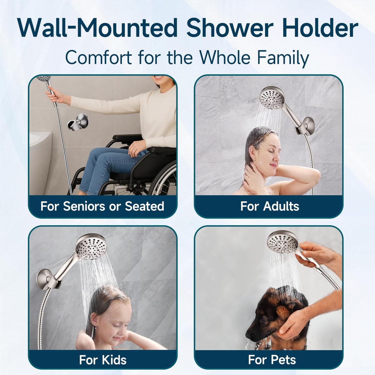 BRIGHT SHOWERS tool-free installation for damage-free setup.