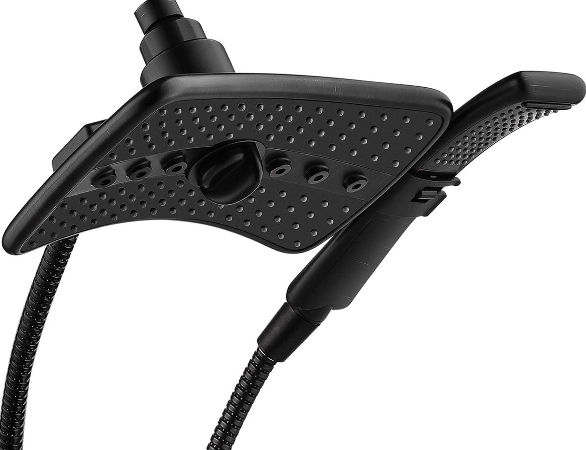 BRIGHT SHOWERS oil rubbed bronze dual showerhead for customizable shower routines.