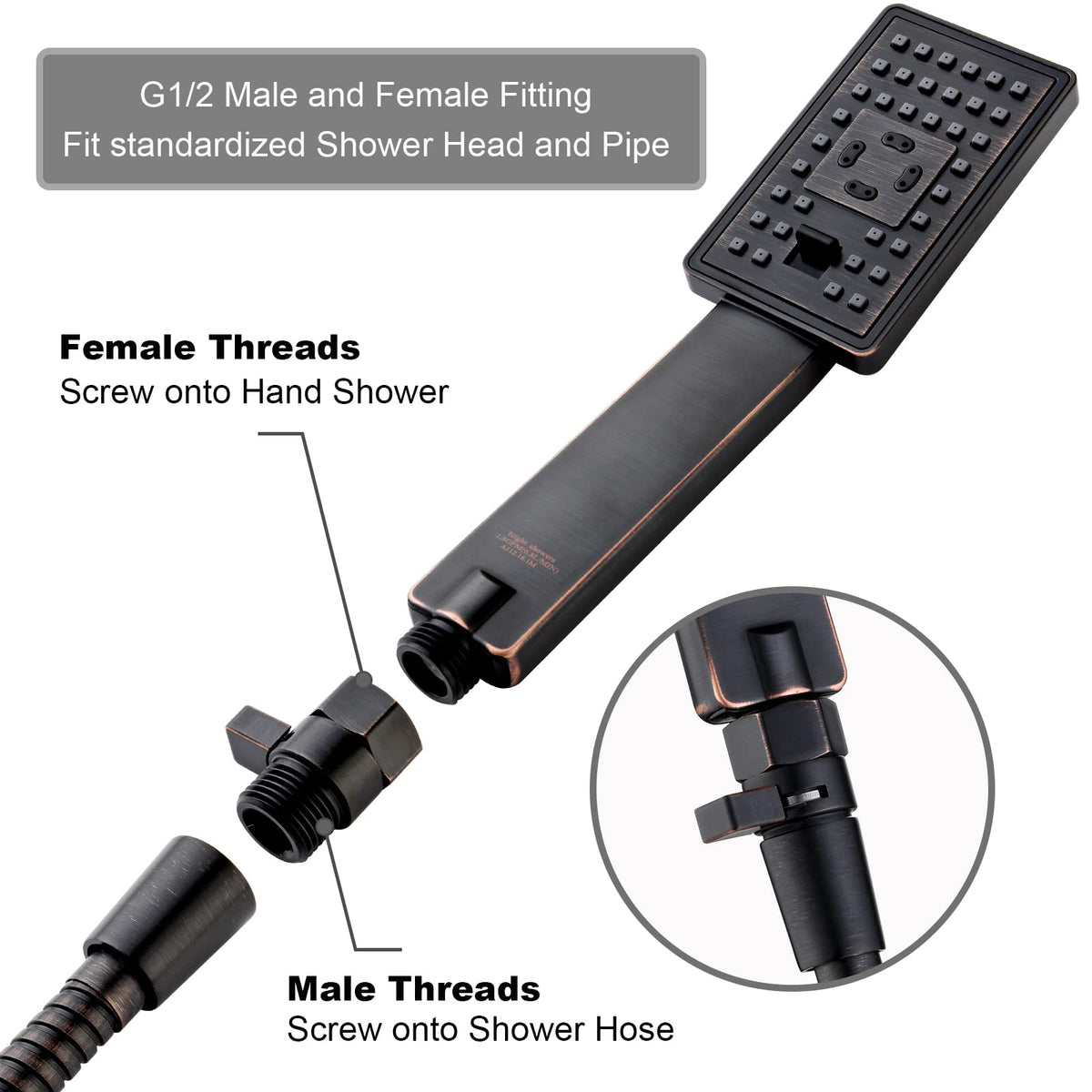 BRIGHT SHOWERS oil-rubbed-bronze finish valve adds premium look and durability.