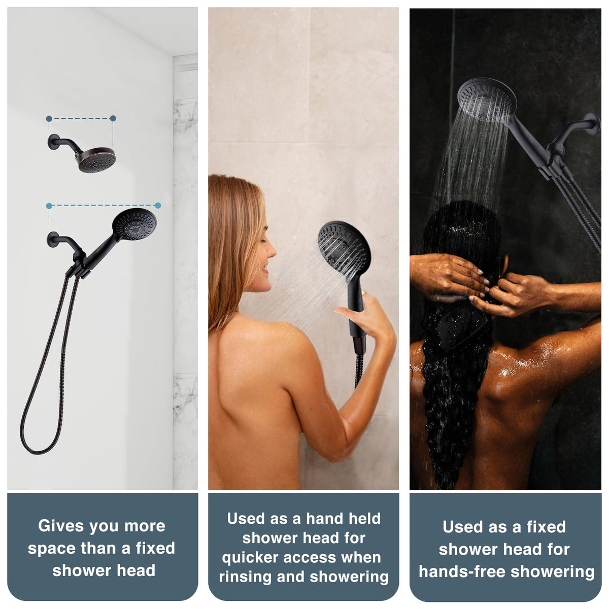 BRIGHT SHOWERS oil-rubbed bronze finish on durable shower head