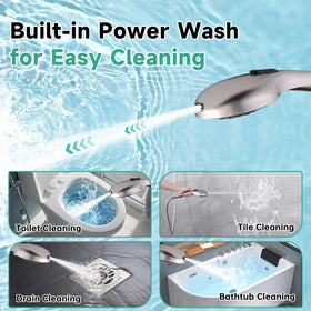 Bright Showers power wash mode for quick tub and hair cleanup