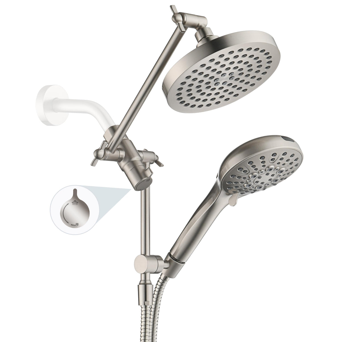 BRIGHT SHOWERS rain head with 9 settings for a personalized spa-like shower