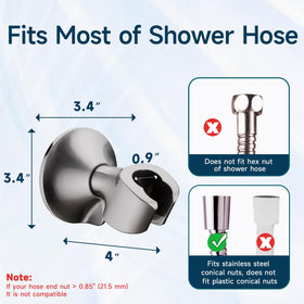 BRIGHT SHOWERS standard hose slot fits 0.9 inches.