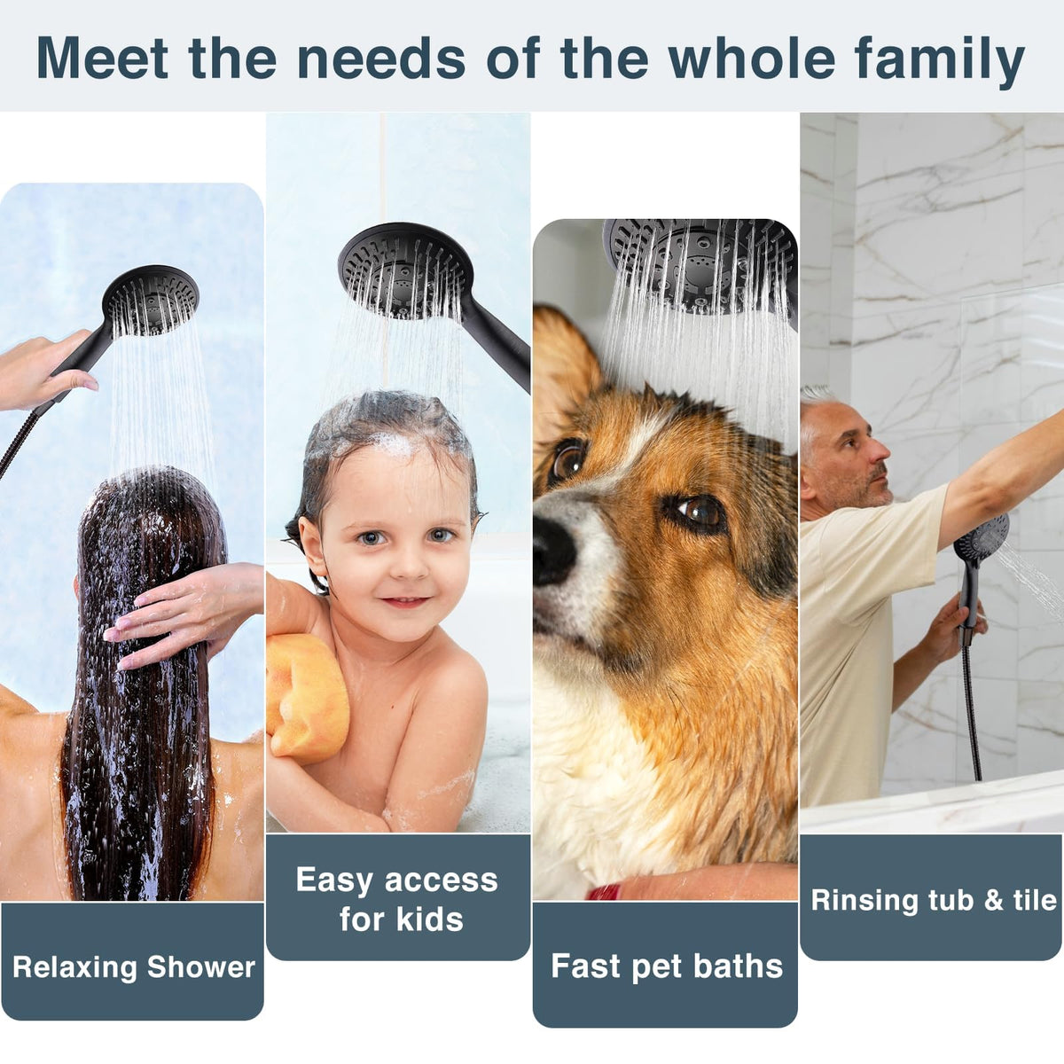 BRIGHT SHOWERS stainless steel hose resists kinking and rust