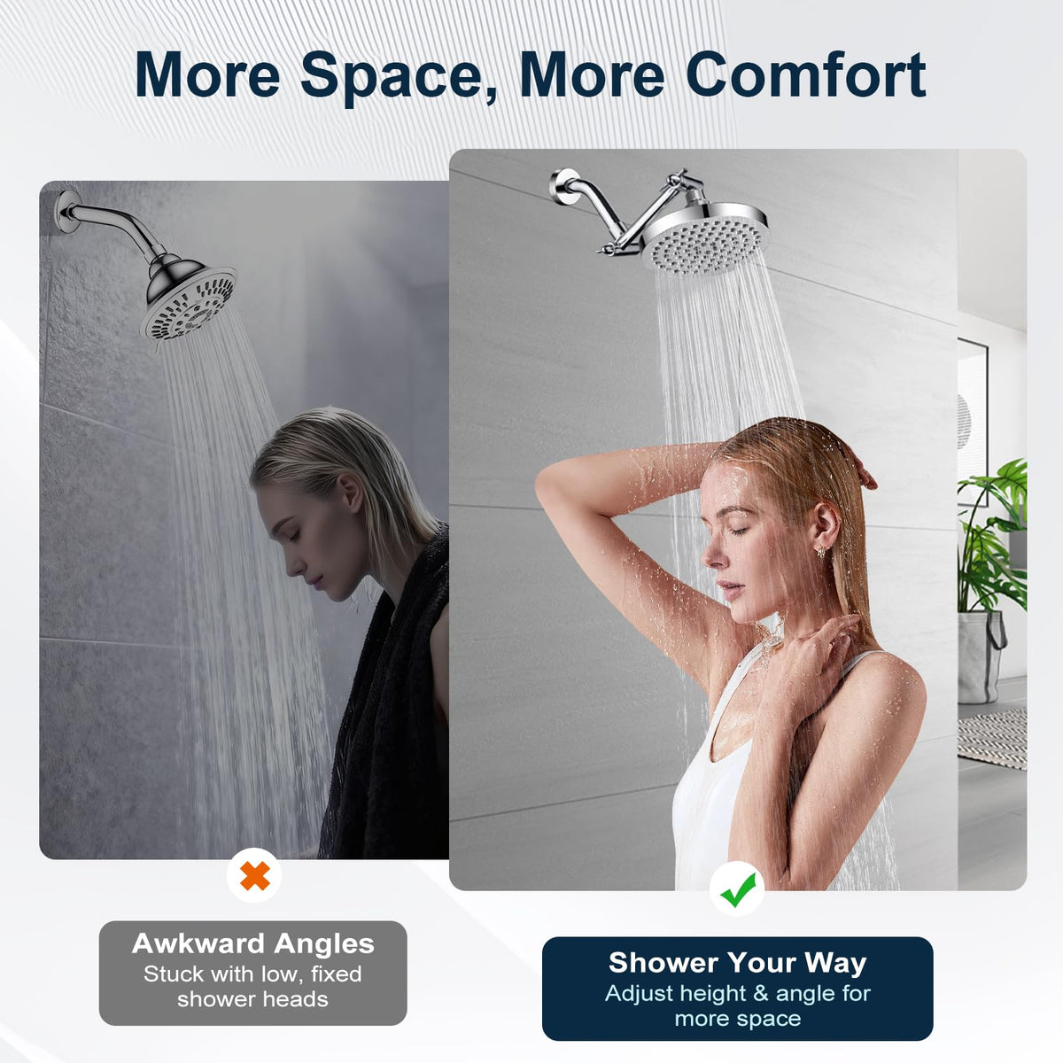 BRIGHT SHOWERS tool free installation arm for quick upgrade