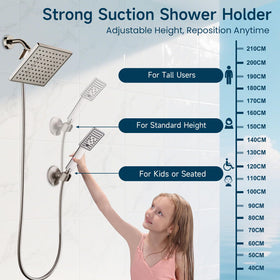 BRIGHT SHOWERS two-angle positions for customized water flow.