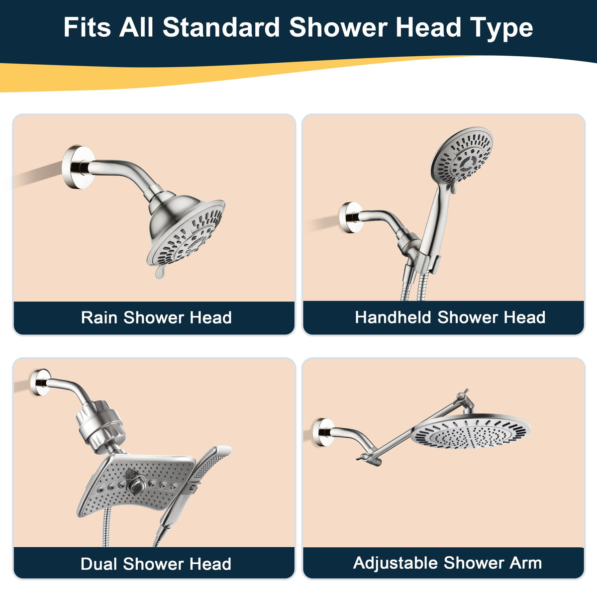 Bright Showers US-thread compatibility with standard shower pipes and heads