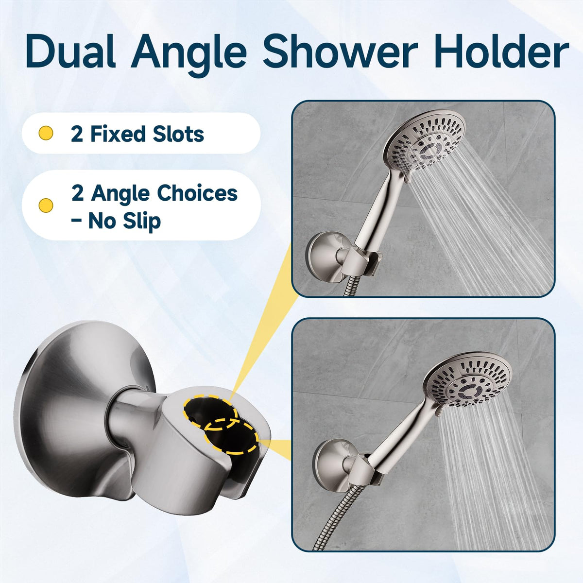 BRIGHT SHOWERS wall bracket shows easy install without drilling.