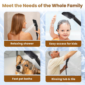 Bright Showers wall bracket securely holds the handheld shower for steady use.