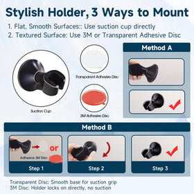 BRIGHT SHOWERS wall suction disc secures mounting on smooth surfaces.