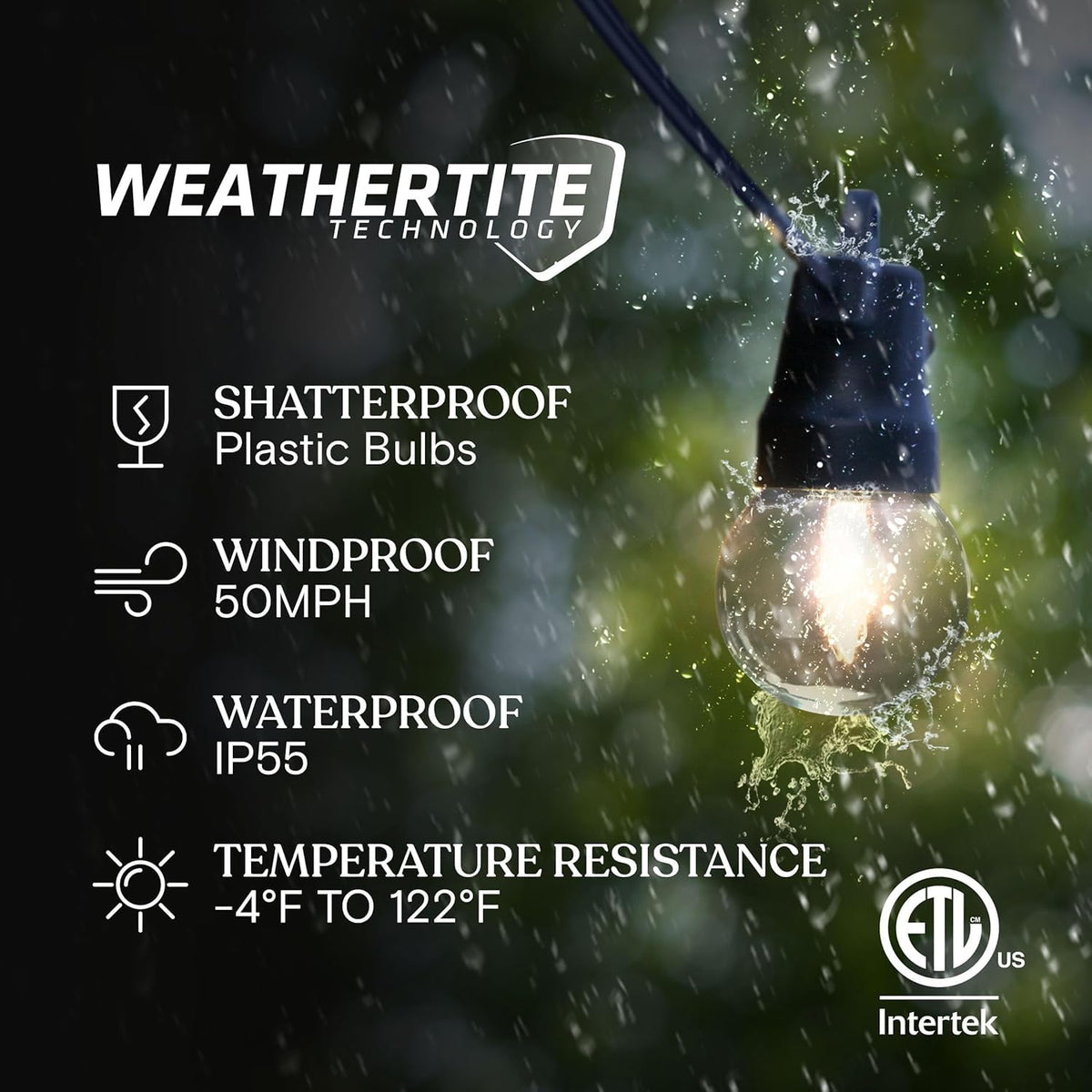 Brightech Ambience Pro 12-led Edison globes provide warm patio ambiance.