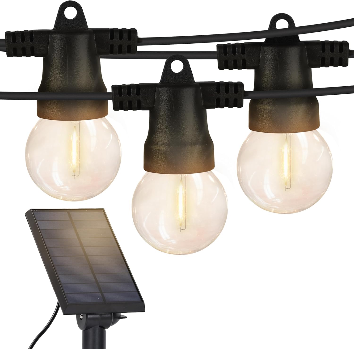 Brightech Ambience Pro solar panel and bulbs illuminate outdoor spaces without mains power.