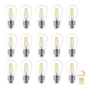 Brightech Ambience Pro 2W LED bulbs with vintage Edison glow for outdoor lighting.
