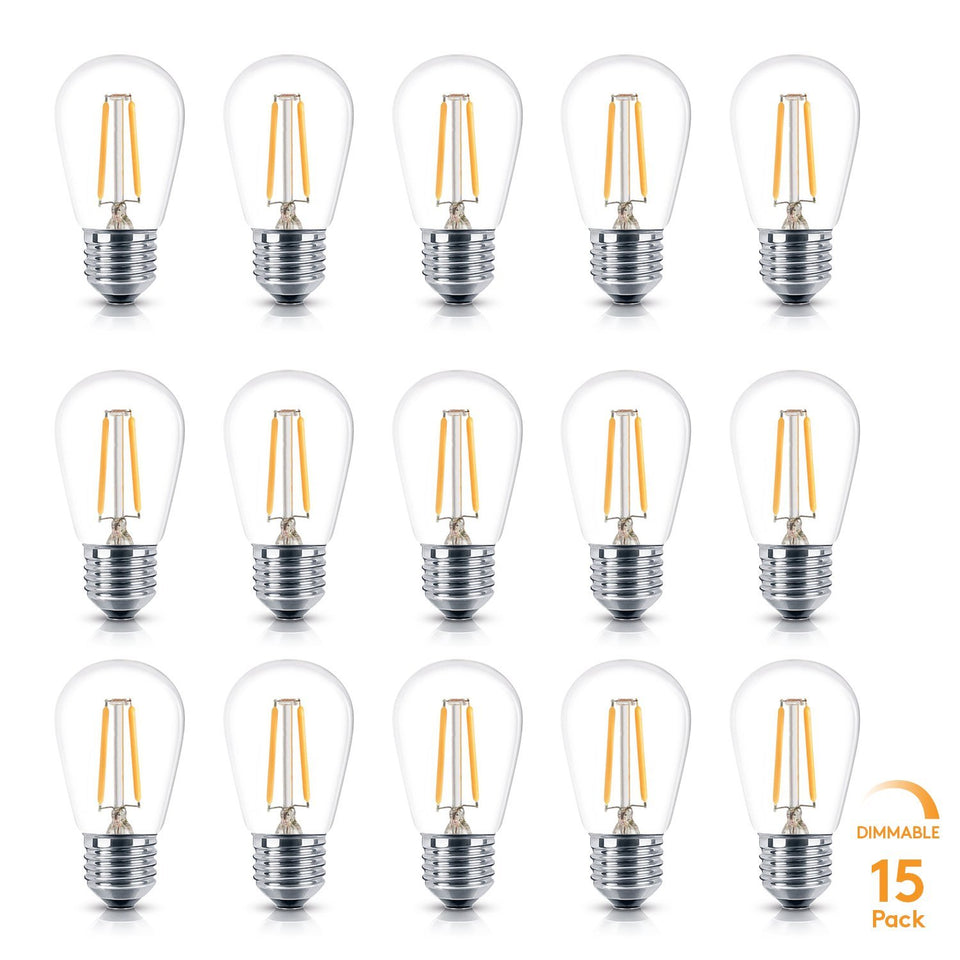 Brightech Ambience Pro 2W LED bulbs with vintage Edison glow for outdoor lighting.