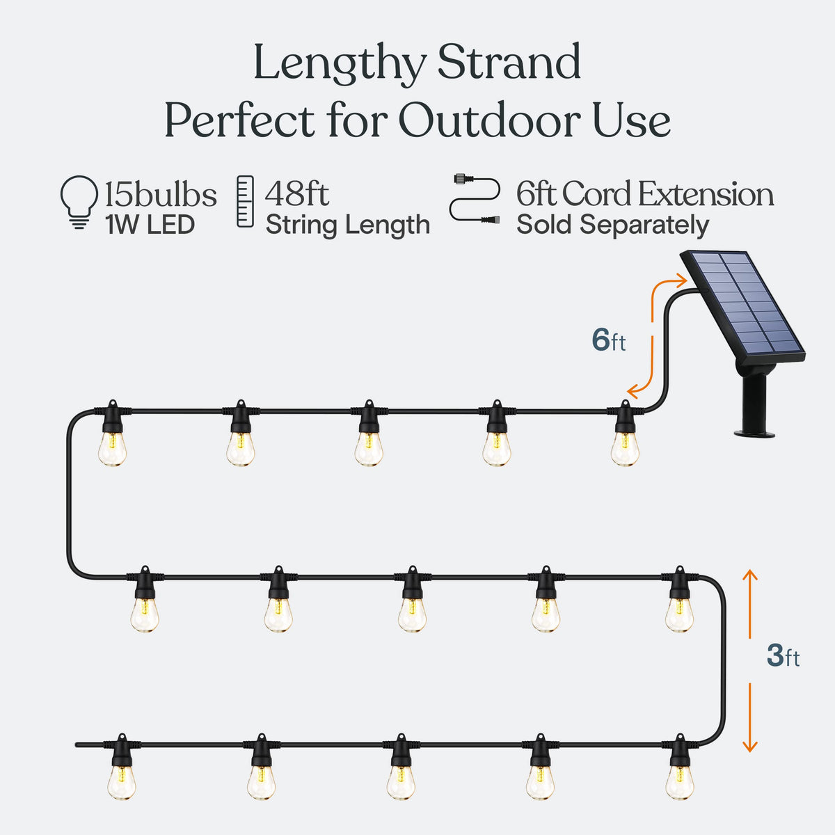 Brightech Ambience Pro 48 ft string ready for patio arrangement