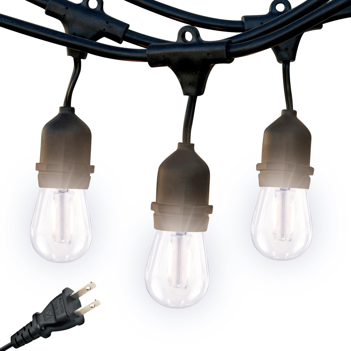 Brightech Ambience Pro bulbs close-up showing warm 3000K glow for outdoor dining