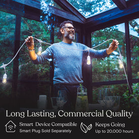 Brightech Ambience Pro flexible setup, easy stringing along trees or pergolas.