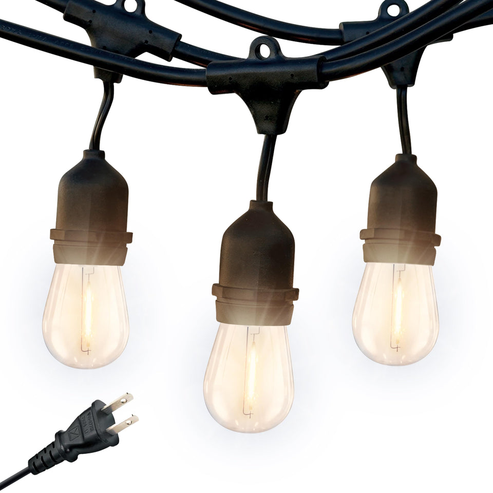 Brightech Ambience Pro LED string lights with 15 bulbs for warm outdoor ambiance