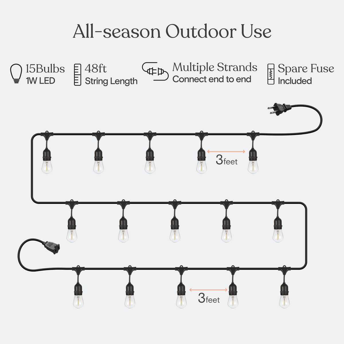 Brightech Ambience Pro weatherproof cord suitable for outdoor use