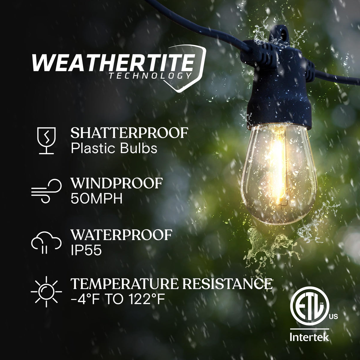 Brightech Ambience Pro shatterproof bulbs for durable outdoor ambiance.
