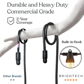 Brightech Ambience Pro shatterproof S14 bulbs resist impacts for durable deck lighting.