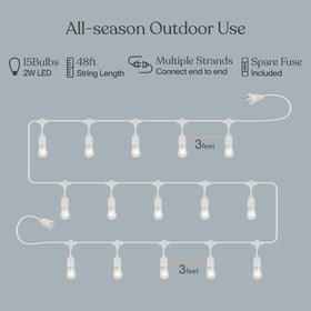 Brightech Ambience Pro weatherproof cord endures wind and rain for year-round use.