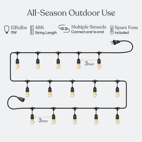 Brightech Ambience Pro weatherproof cord withstands rain and wind for year-round use.