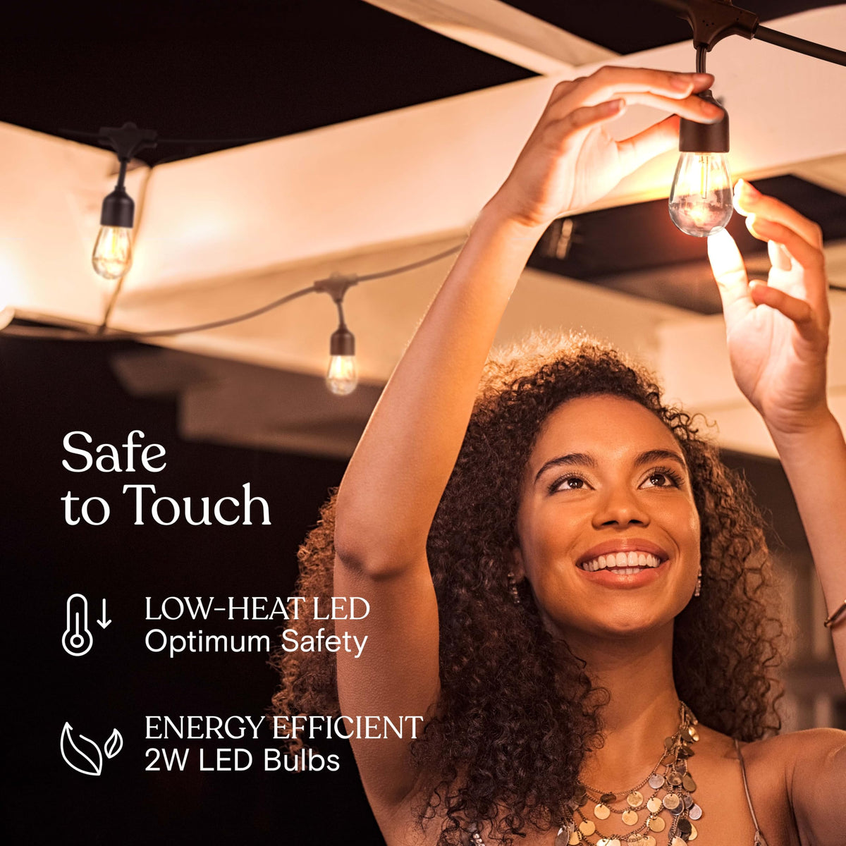 Brightech Ambience Pro weatherproof cord withstands rain and wind for year-round outdoor use.